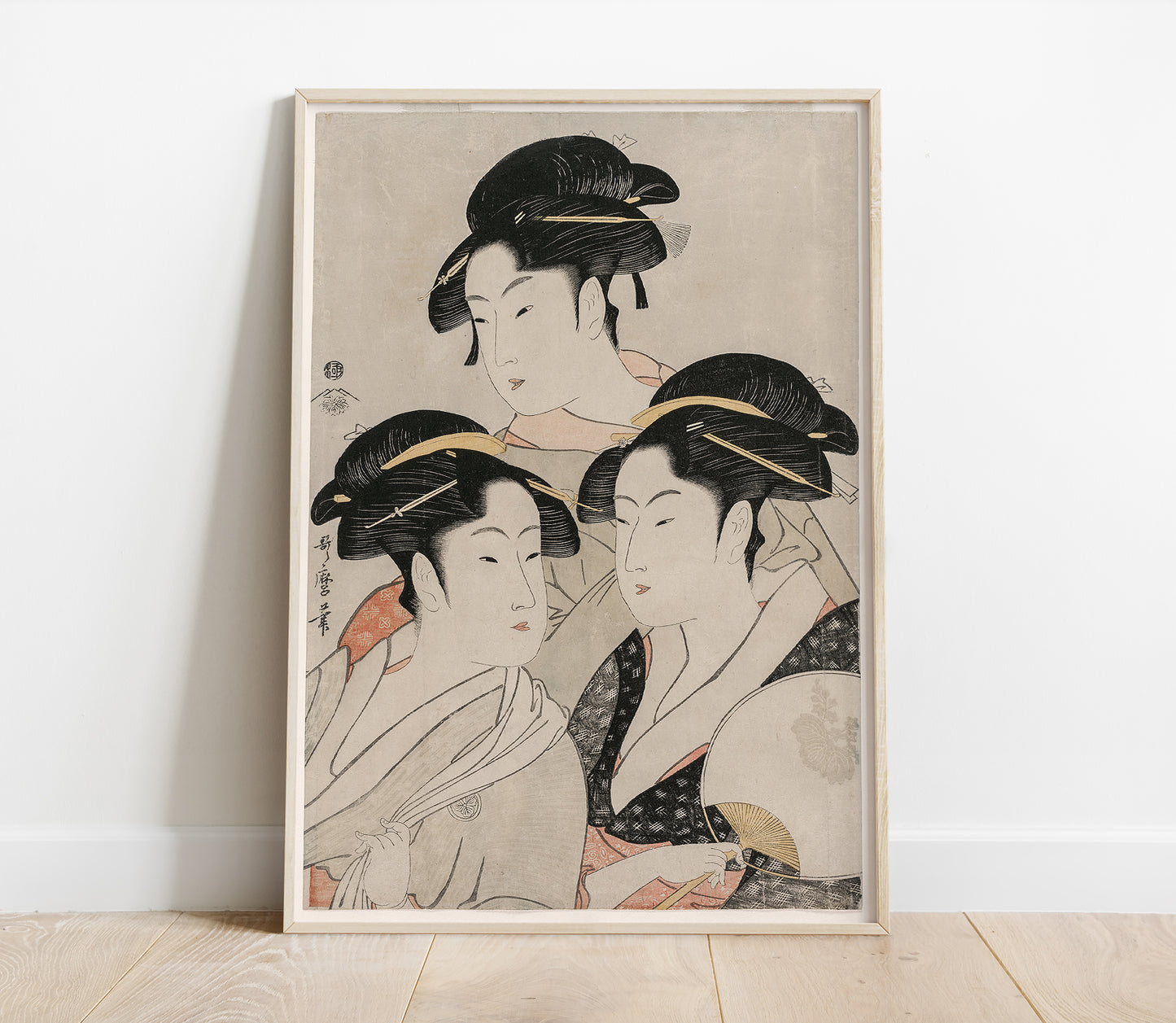 Preview of the art print Geishas by Kitagawa Utamaro, mounted in a poster frame