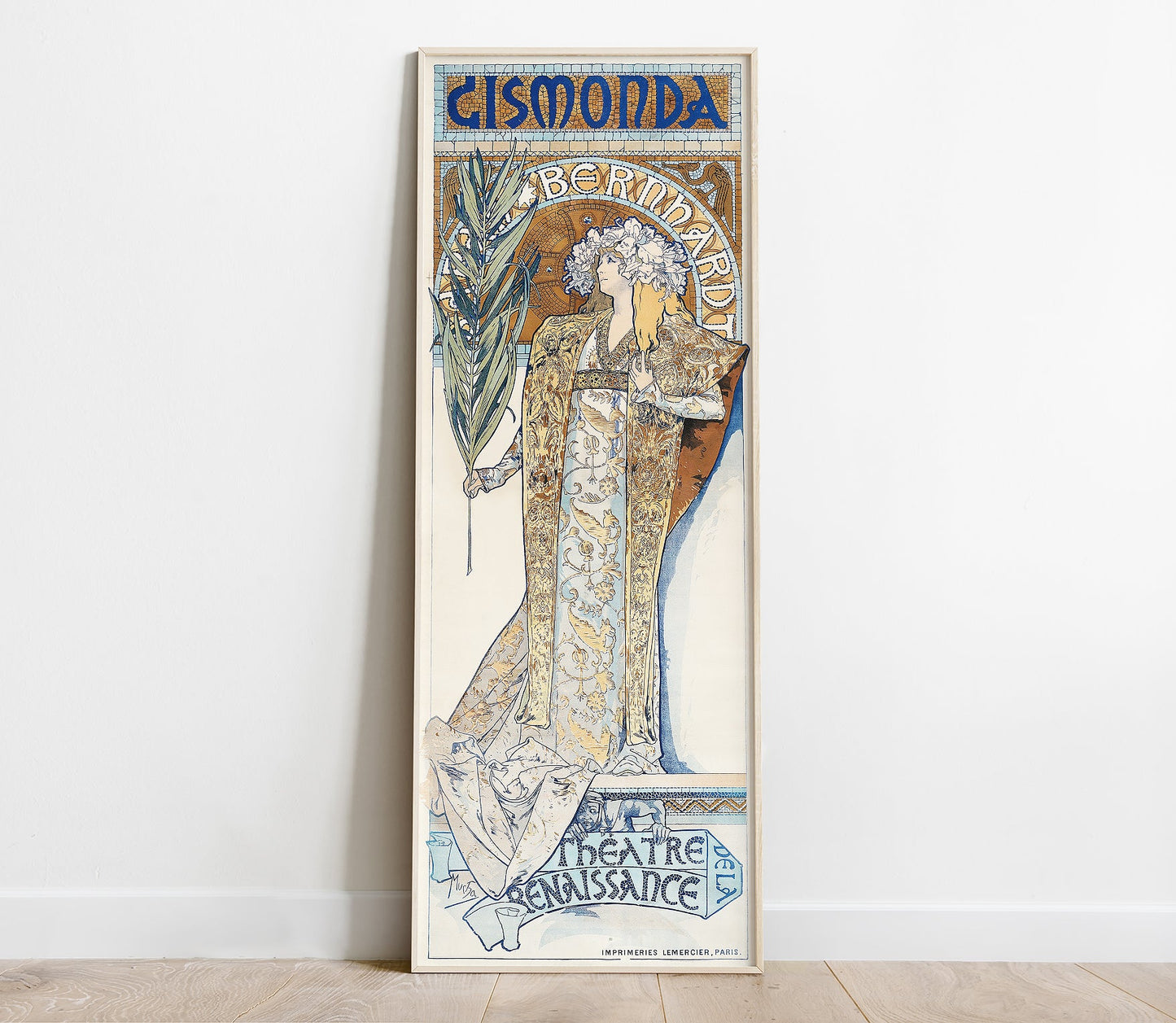 Preview of the art print Gismonda by Alphonse Mucha, mounted in a poster frame