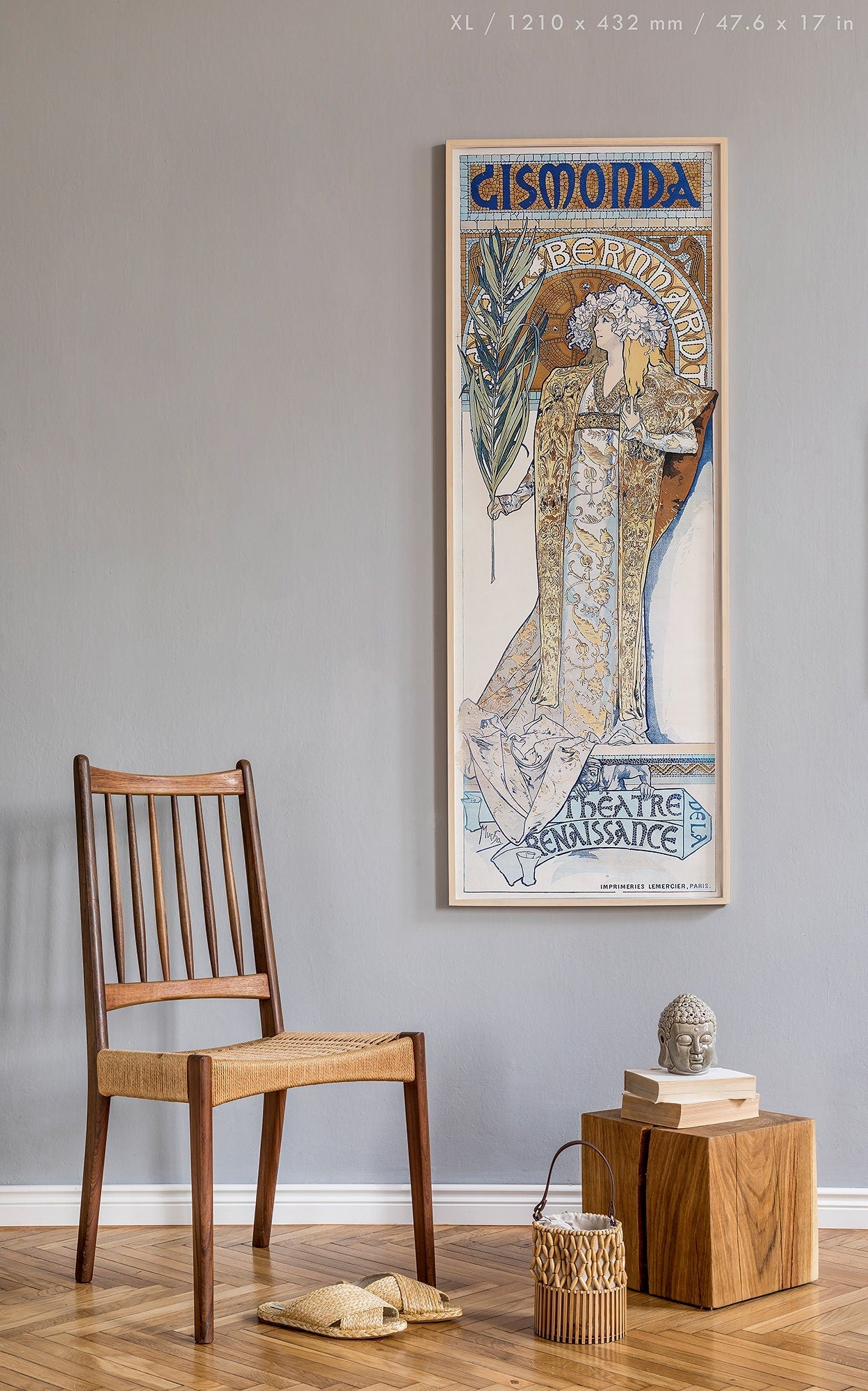 Preview of the art print Gismonda by Alphonse Mucha, mounted in an XL frame