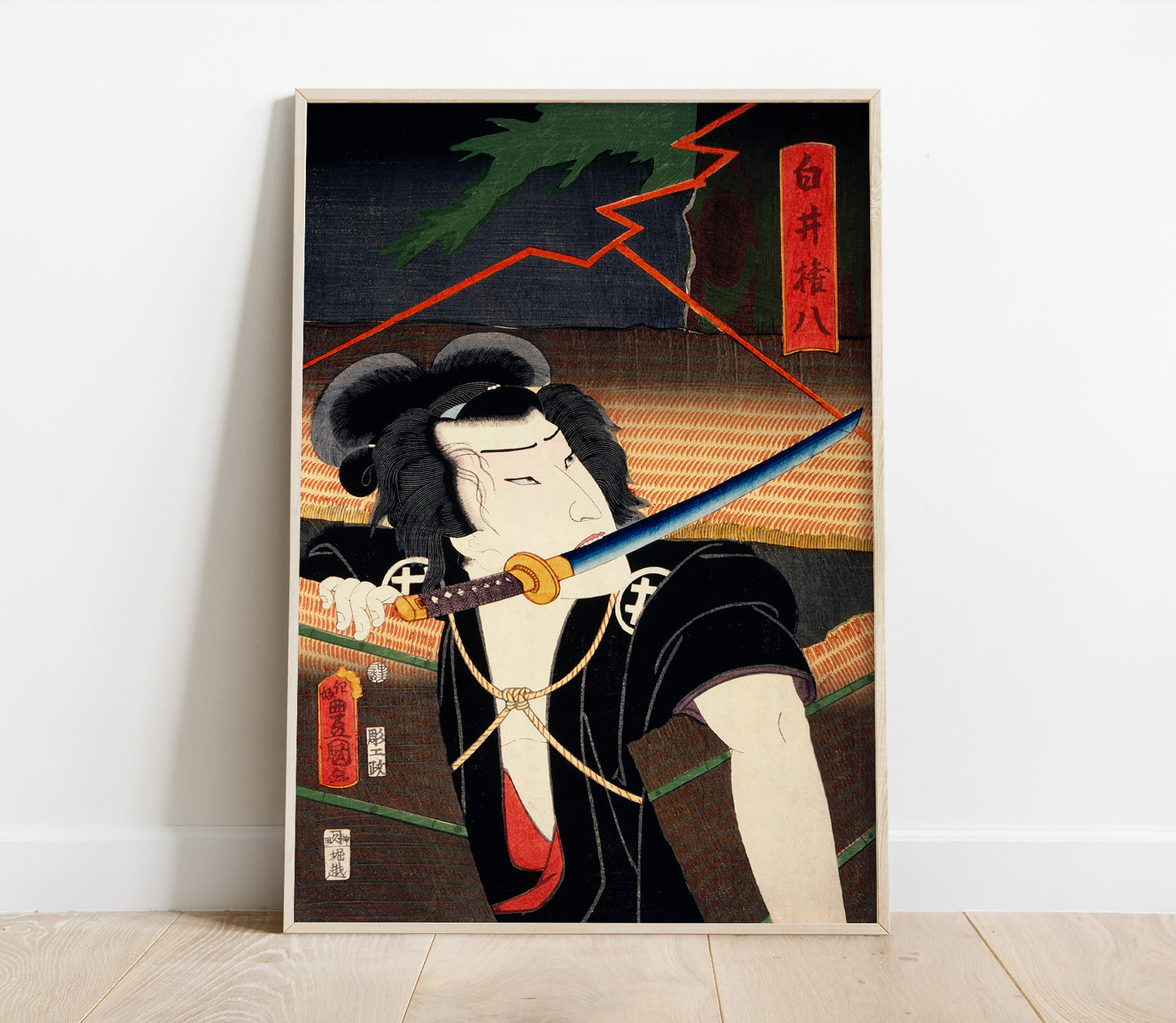Preview of the art print Kabuki Actor by Toyohara Kunichika, mounted in a poster frame