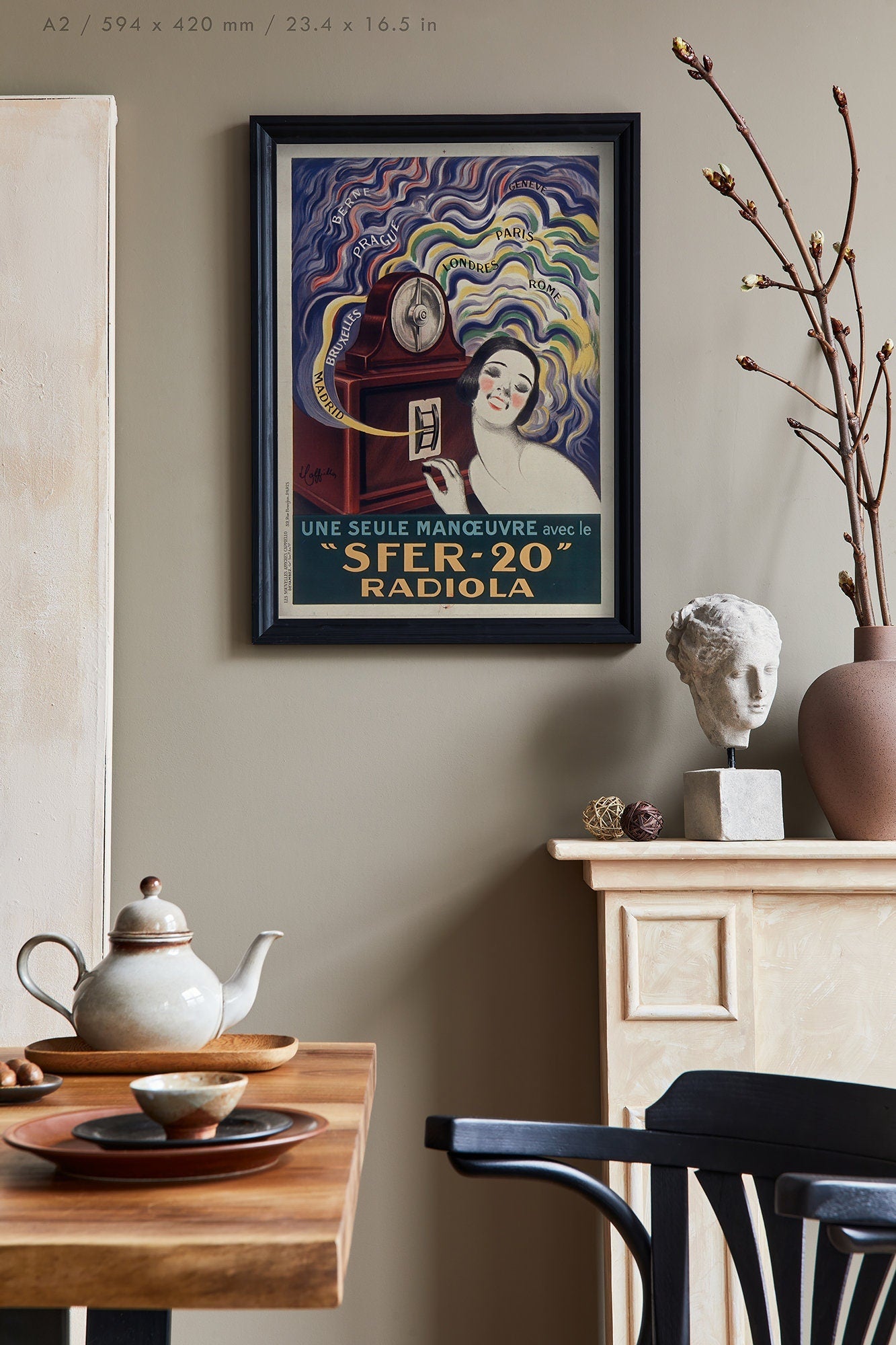 Preview of the Sfer 20 Radiola poster by Leonetto Cappiello, mounted in an A2 size frame