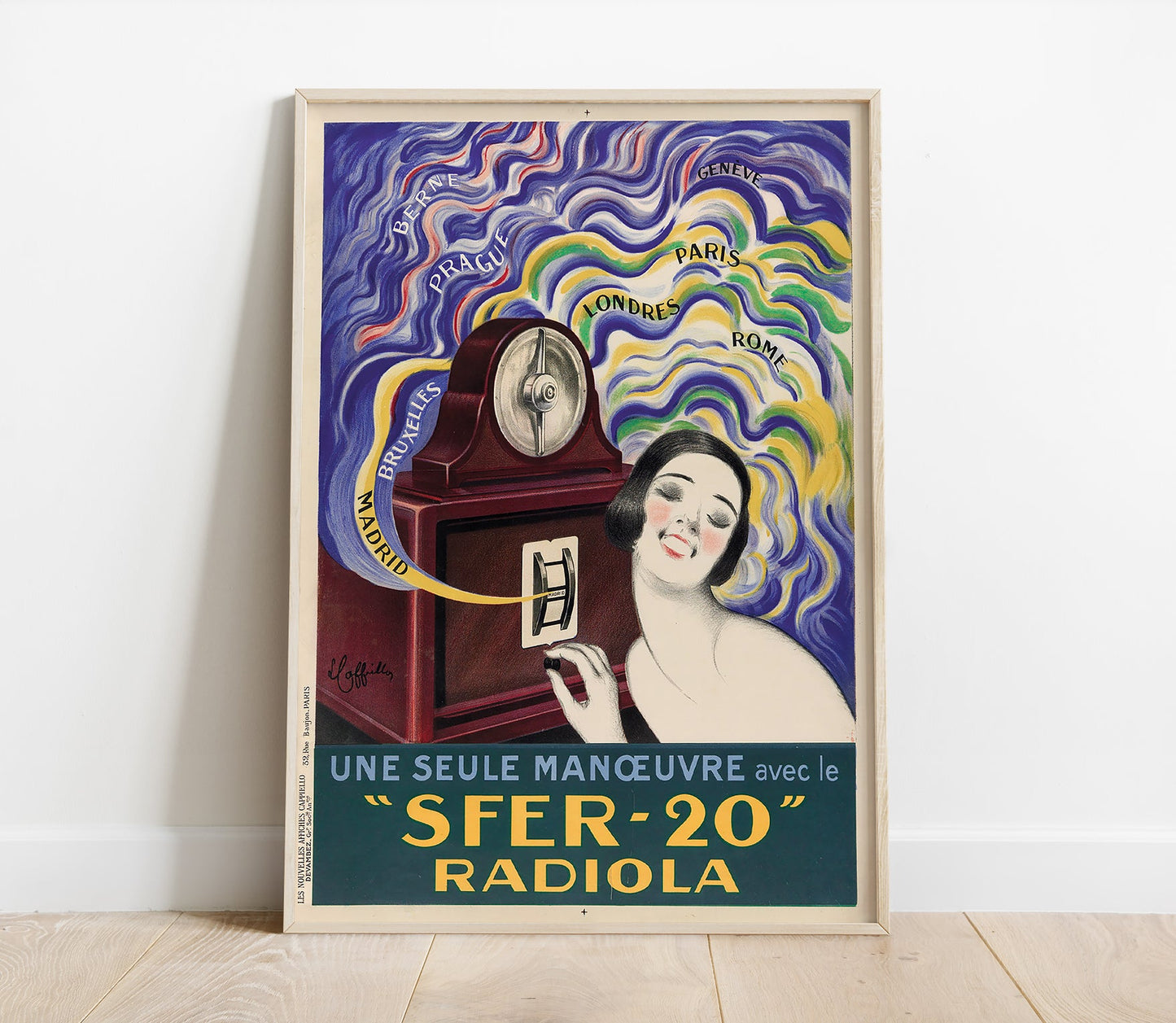 Preview of the Sfer 20 Radiola poster by Leonetto Cappiello, mounted in a poster frame