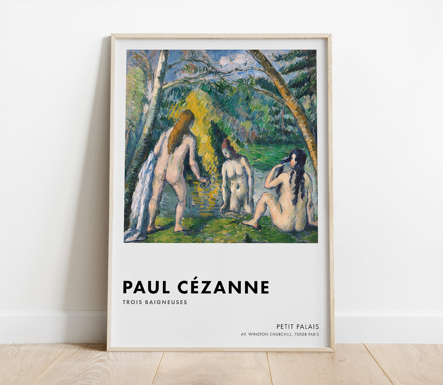 Preview of the art print Three Bathers by Paul Cézanne, mounted in a poster frame
