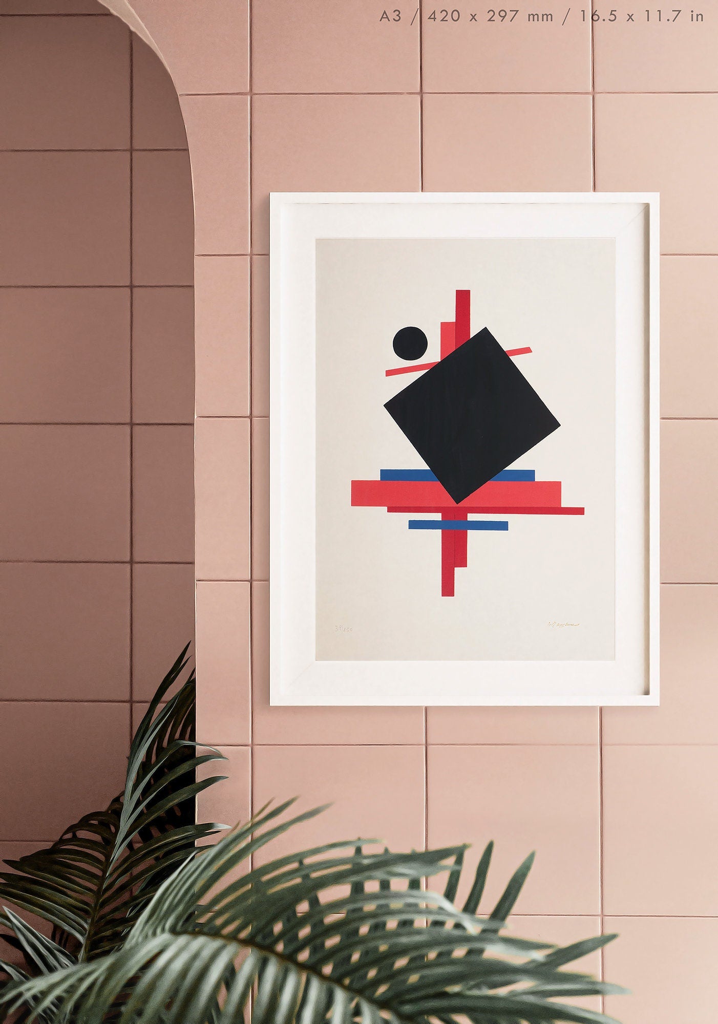 Preview of the art print Composition by Ilya Chashnik, mounted in an A3 size frame