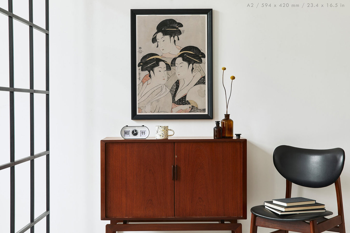Preview of the art print Geishas by Kitagawa Utamaro, mounted in an A2 size frame