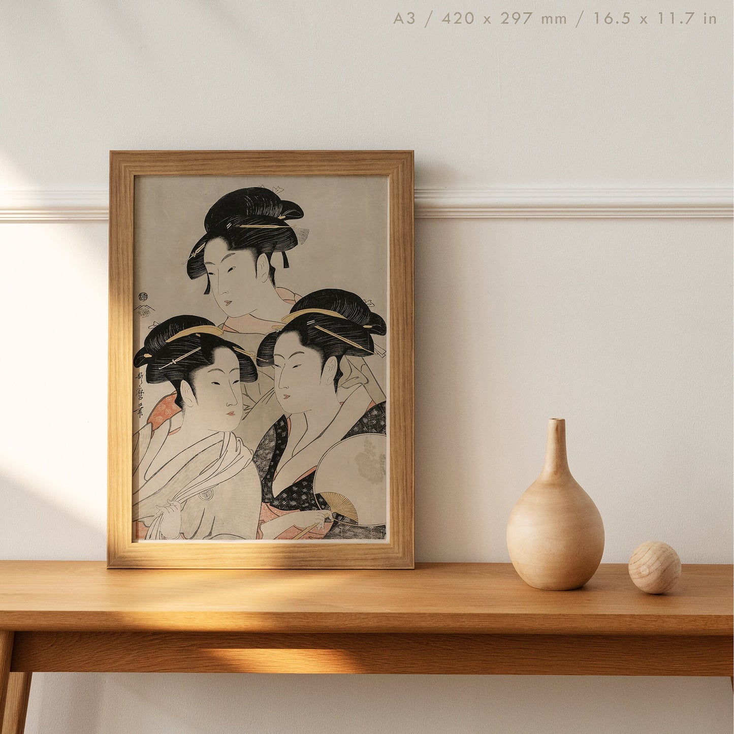 Preview of the art print Geishas by Kitagawa Utamaro, mounted in an A3 size frame