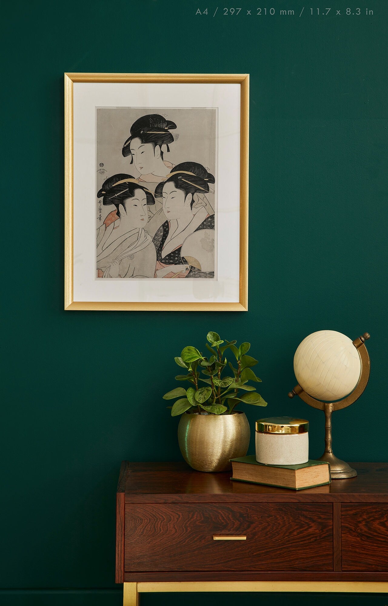 Preview of the art print Geishas by Kitagawa Utamaro, mounted in an A4 size frame