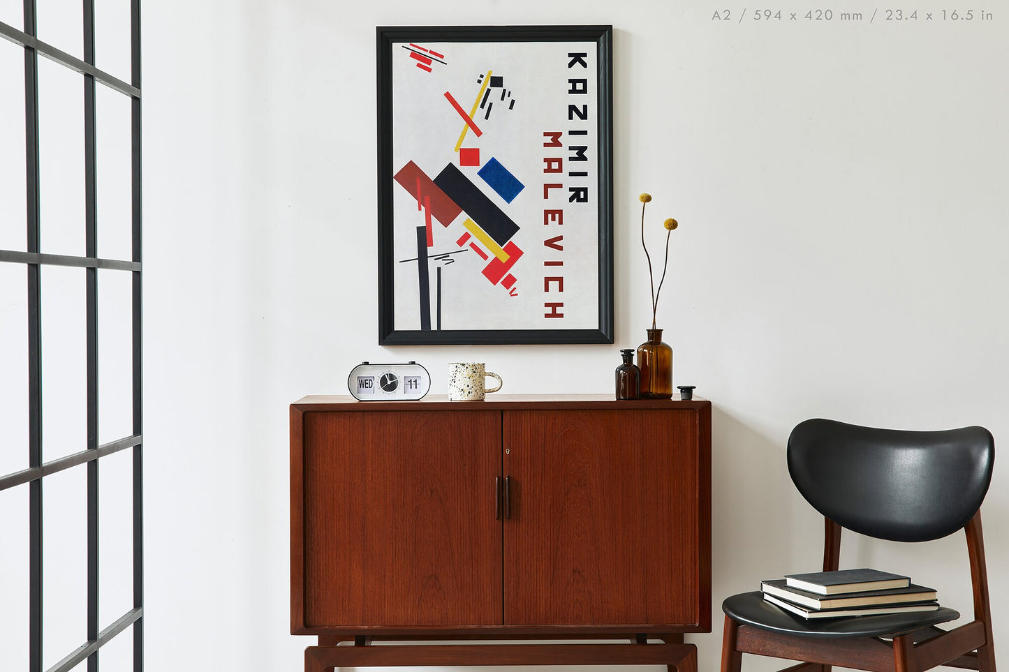 Preview of the art print House Under Construction by Kazimir Malevich, mounted in an A2 size frame