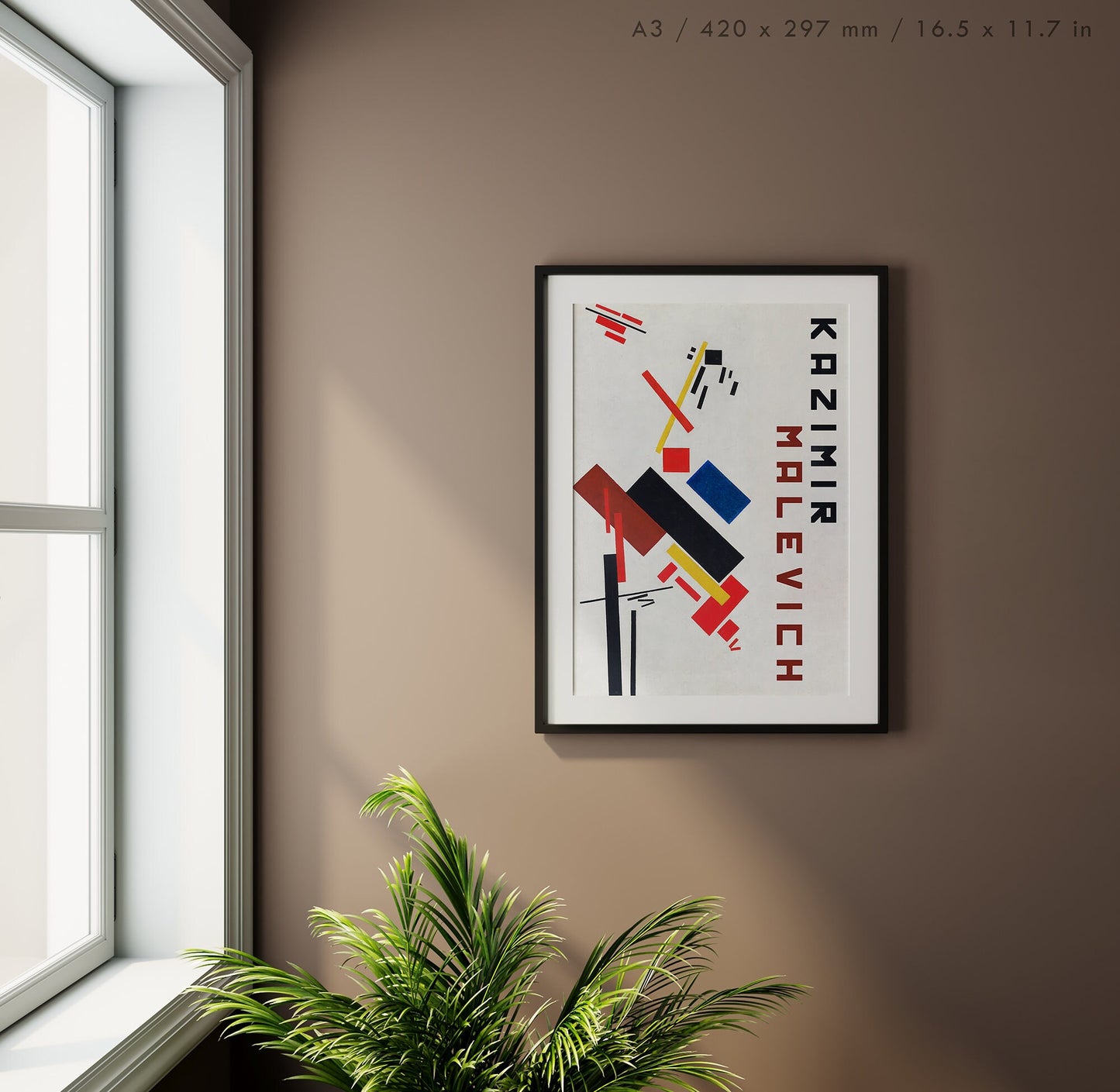 Preview of the art print House Under Construction by Kazimir Malevich, mounted in an A3 size frame
