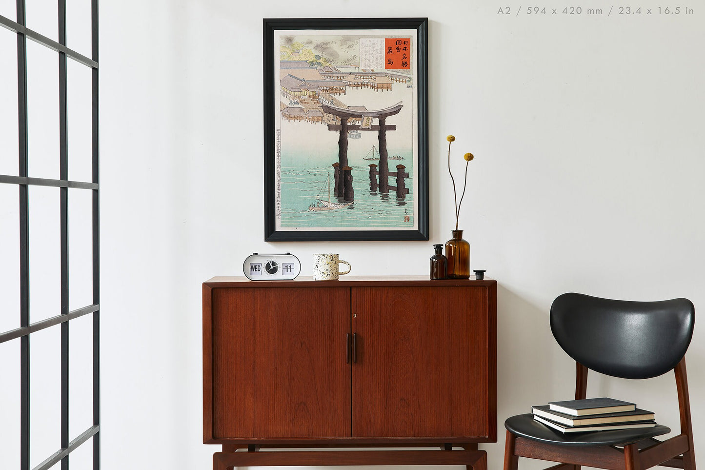 Preview of the art print Itsukushima Shrine by Kobayashi Kiyochika, mounted in an A2 size frame