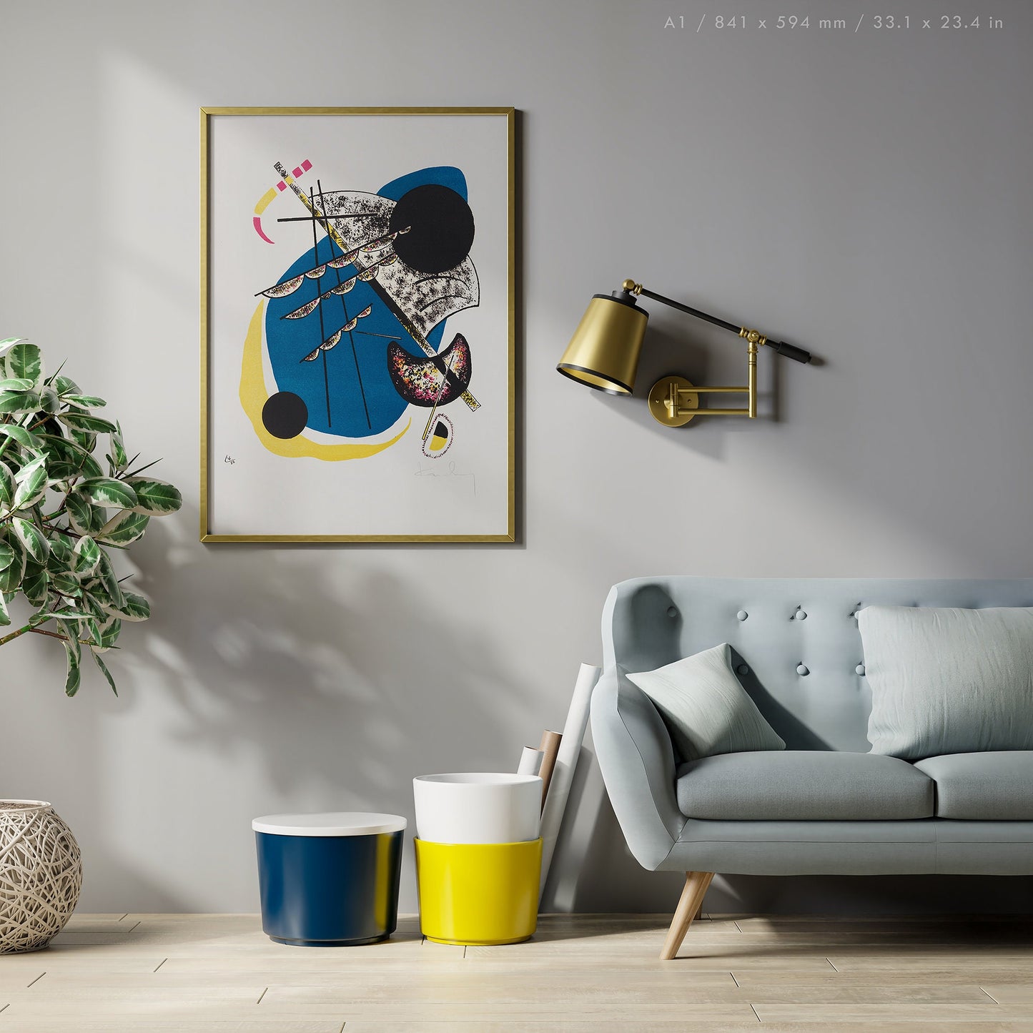 Preview of the art print Kleine Welten II by Wassily Kandinsky, mounted in an A1 size frame