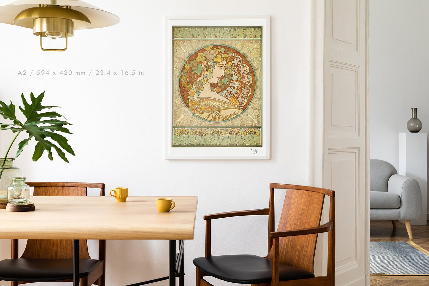 Preview of the art print Portrait III by Alphonse Mucha, mounted in an A2 size frame
