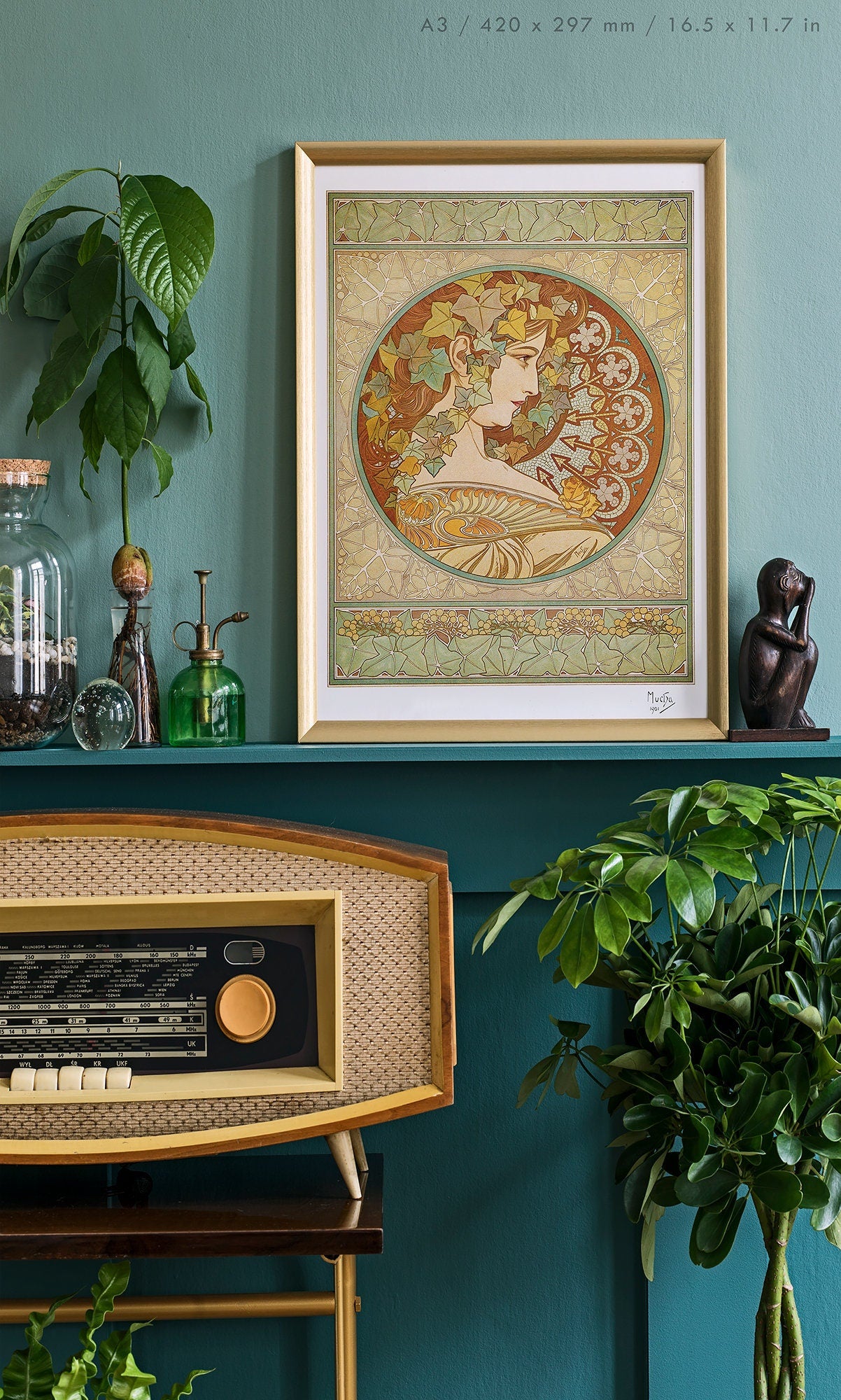 Preview of the art print Portrait III by Alphonse Mucha, mounted in an A3 size frame