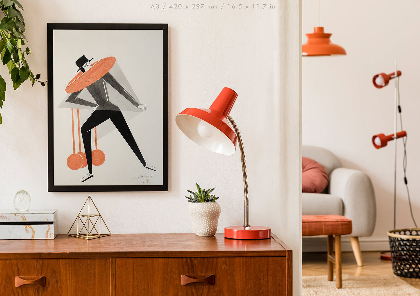 Preview of the art print Sketch II by Alexandra Exter, mounted in an A3 size frame