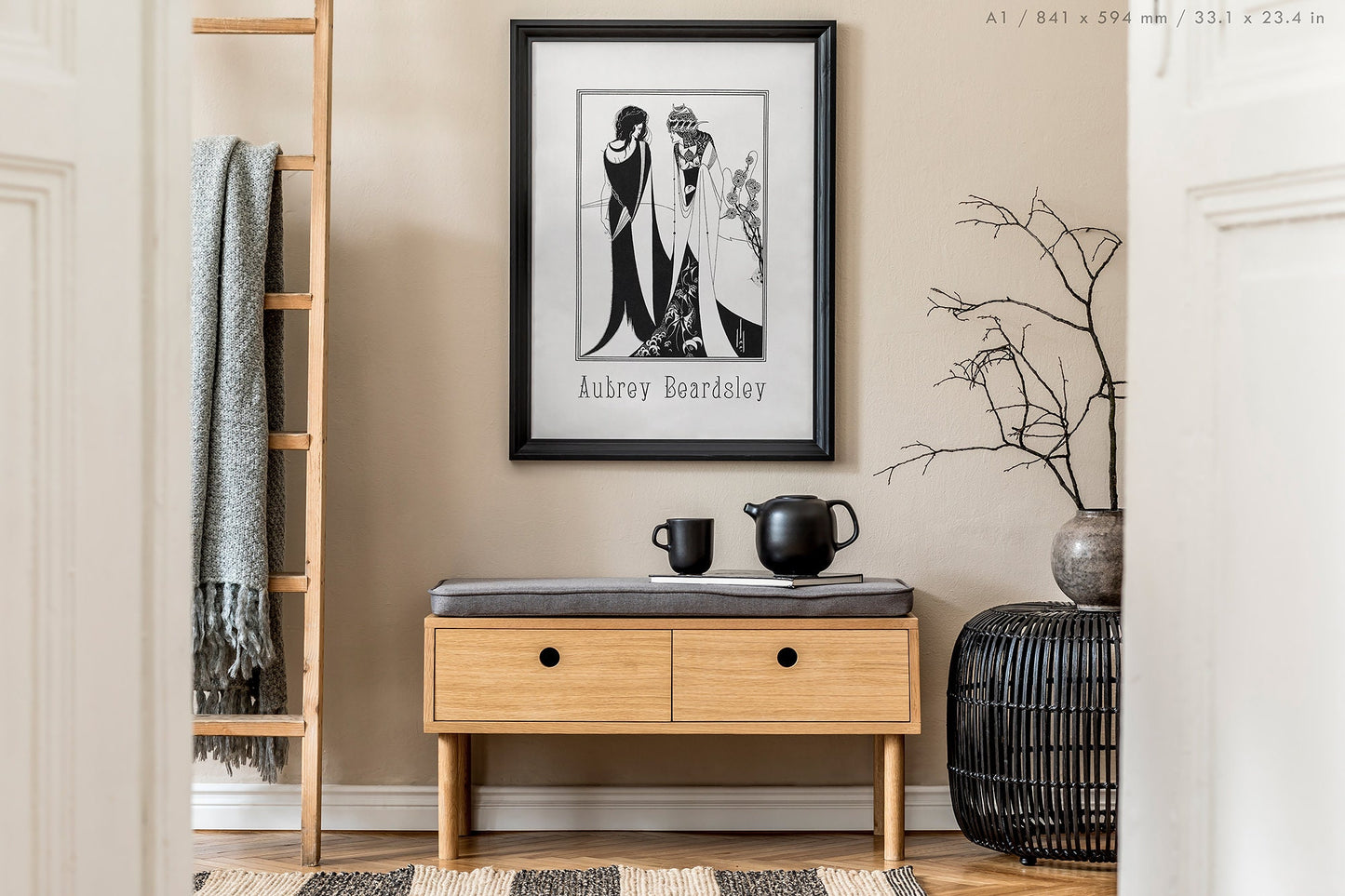 Preview of the art print Two Women - Salomé by Aubrey Beardsley, mounted in an A1 size frame