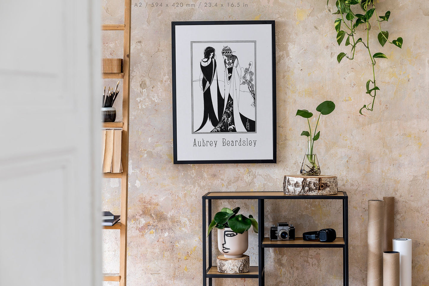 Preview of the art print Two Women - Salomé by Aubrey Beardsley, mounted in an A2 size frame