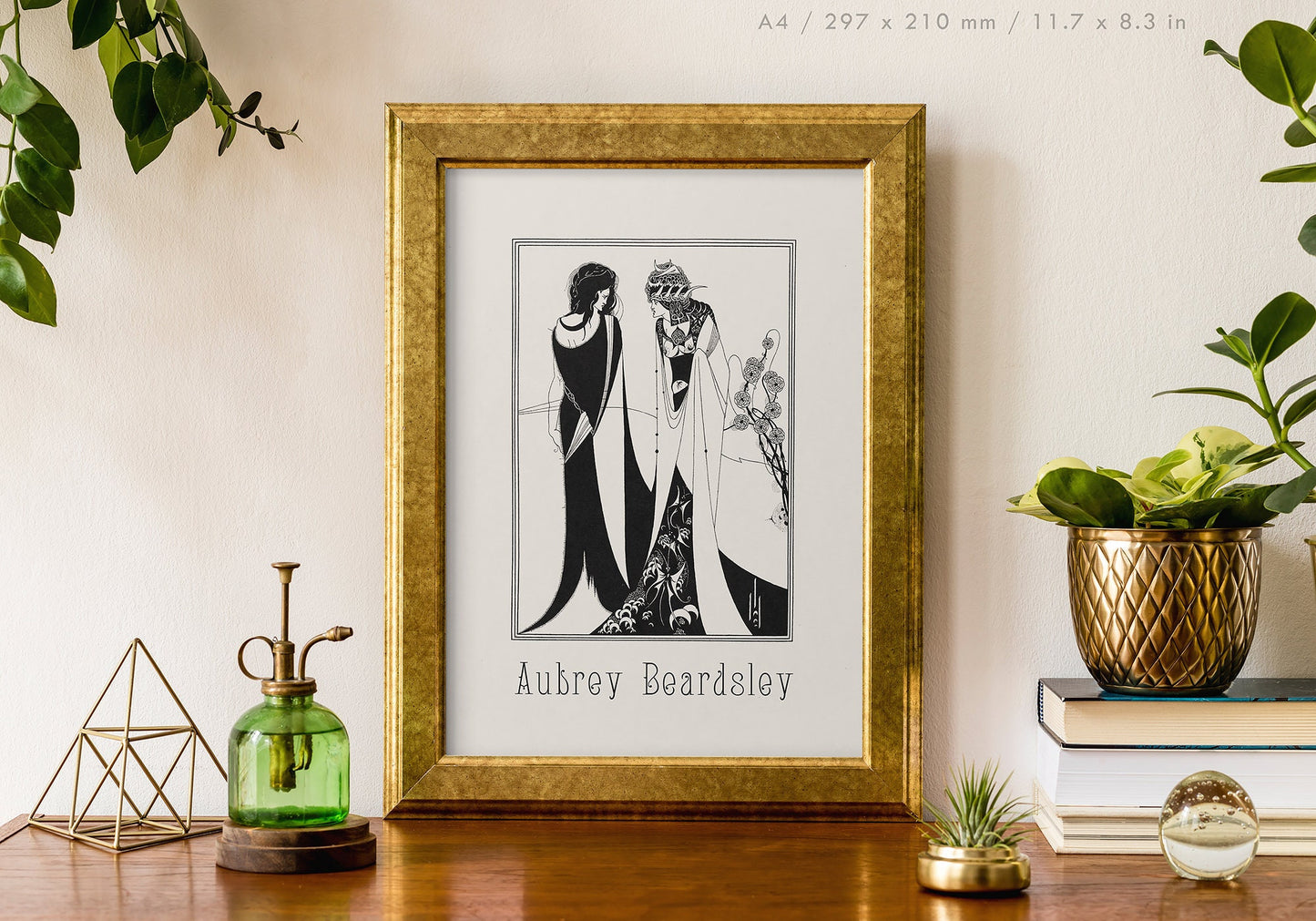 Preview of the art print Two Women - Salomé by Aubrey Beardsley, mounted in an A4 size frame