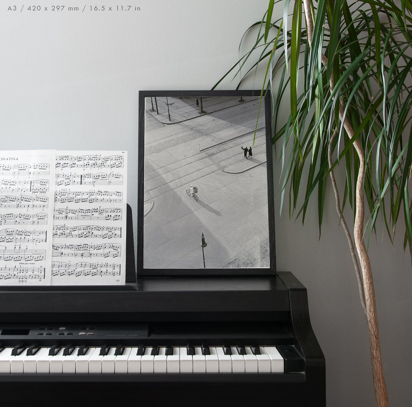 7 A.M. by László Moholy-Nagy, abstract photographic print with light tones in A3 frame