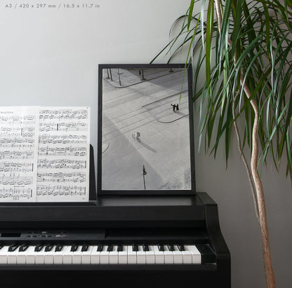 7 A.M. by László Moholy-Nagy, abstract photographic print with light tones in A3 frame