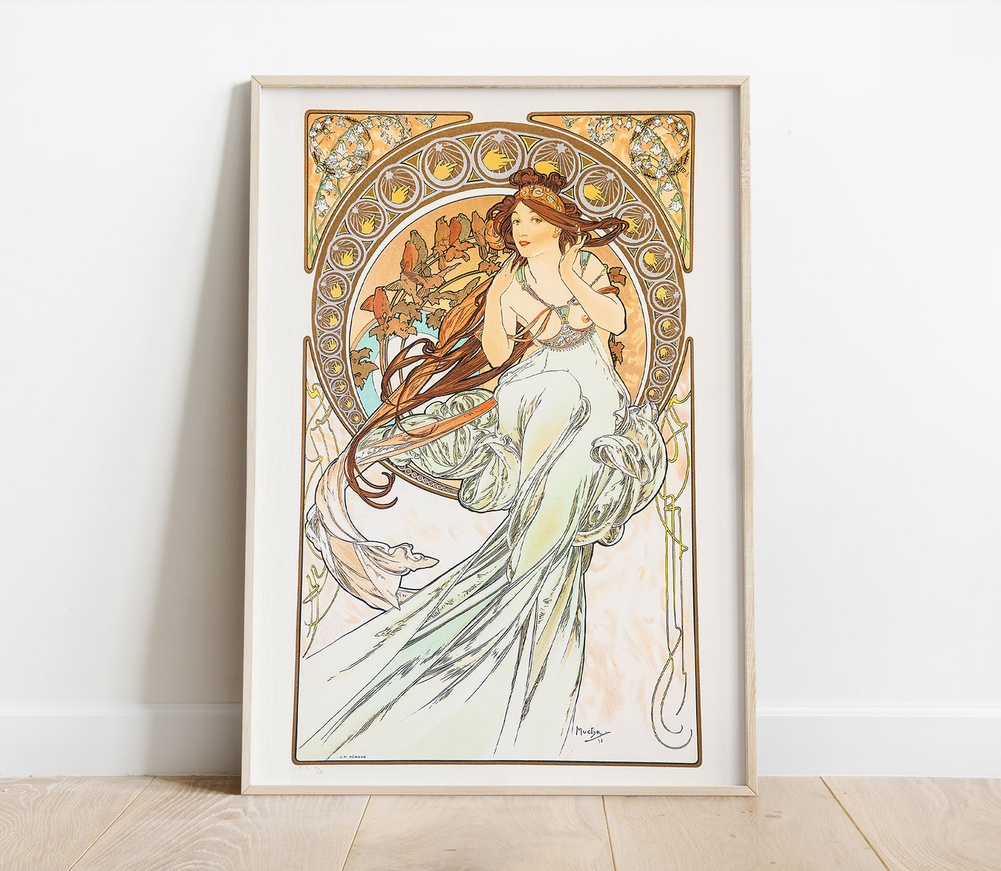 Preview of the art print The Arts - Music by Alphonse Mucha, mounted in a poster frame