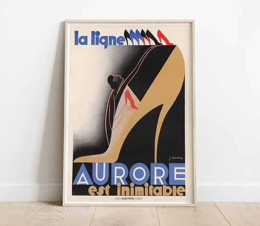 Preview of the Aurore Shoes poster by Jean Chassaing, mounted in a poster frame