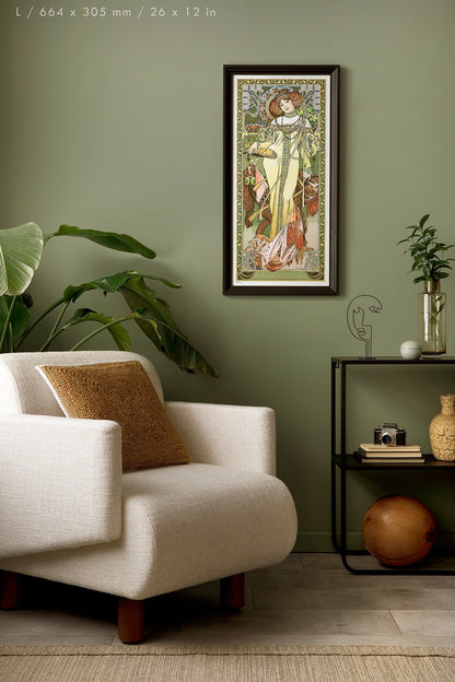 Preview of the art print Autumn - The Seasons by Alphonse Mucha, mounted in an L size frame