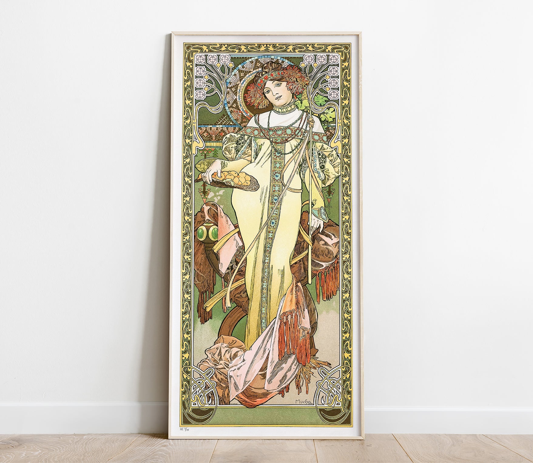 Preview of the art print Autumn - The Seasons by Alphonse Mucha, mounted in a poster frame