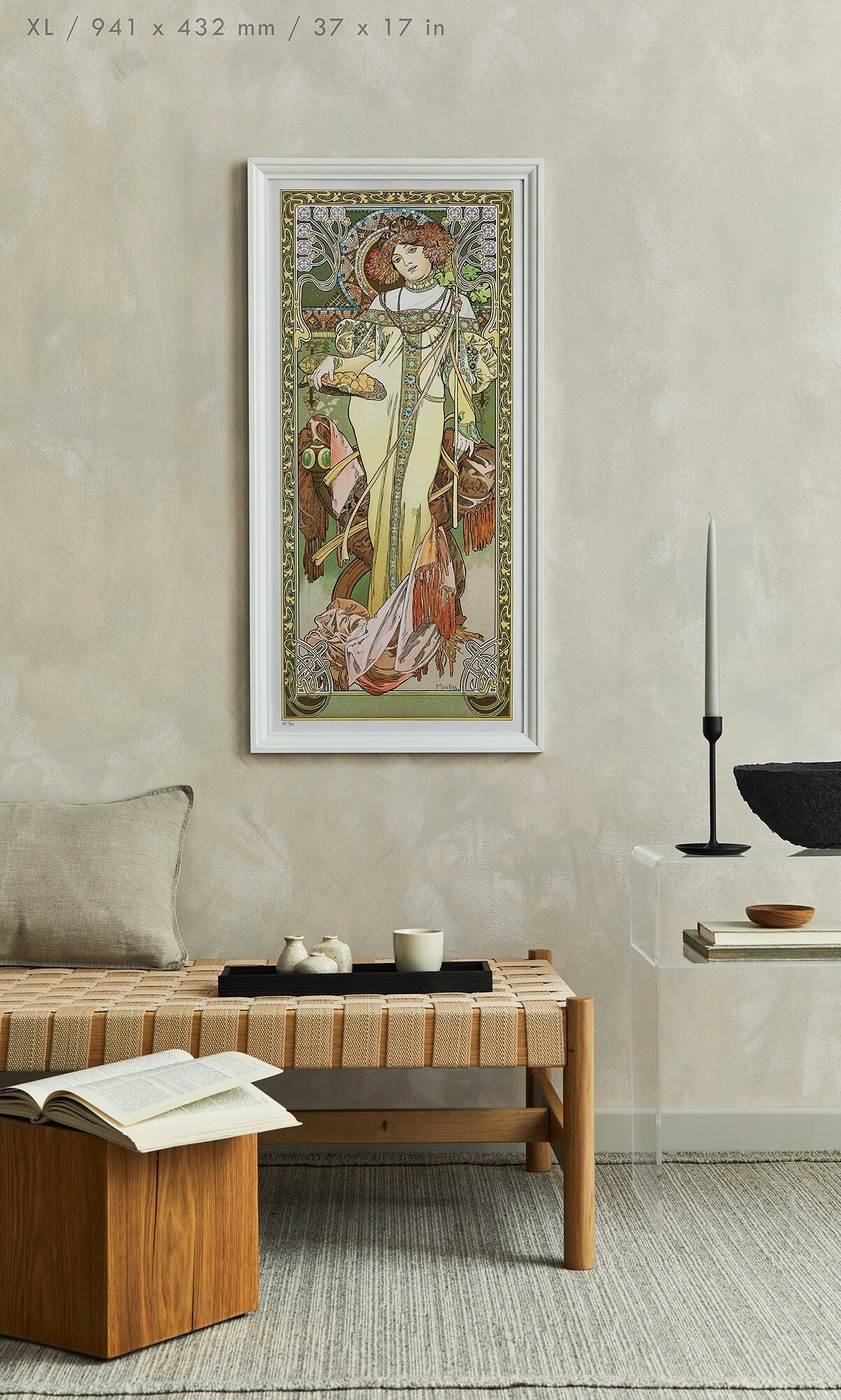 Preview of the art print Autumn - The Seasons by Alphonse Mucha, mounted in an XL size frame