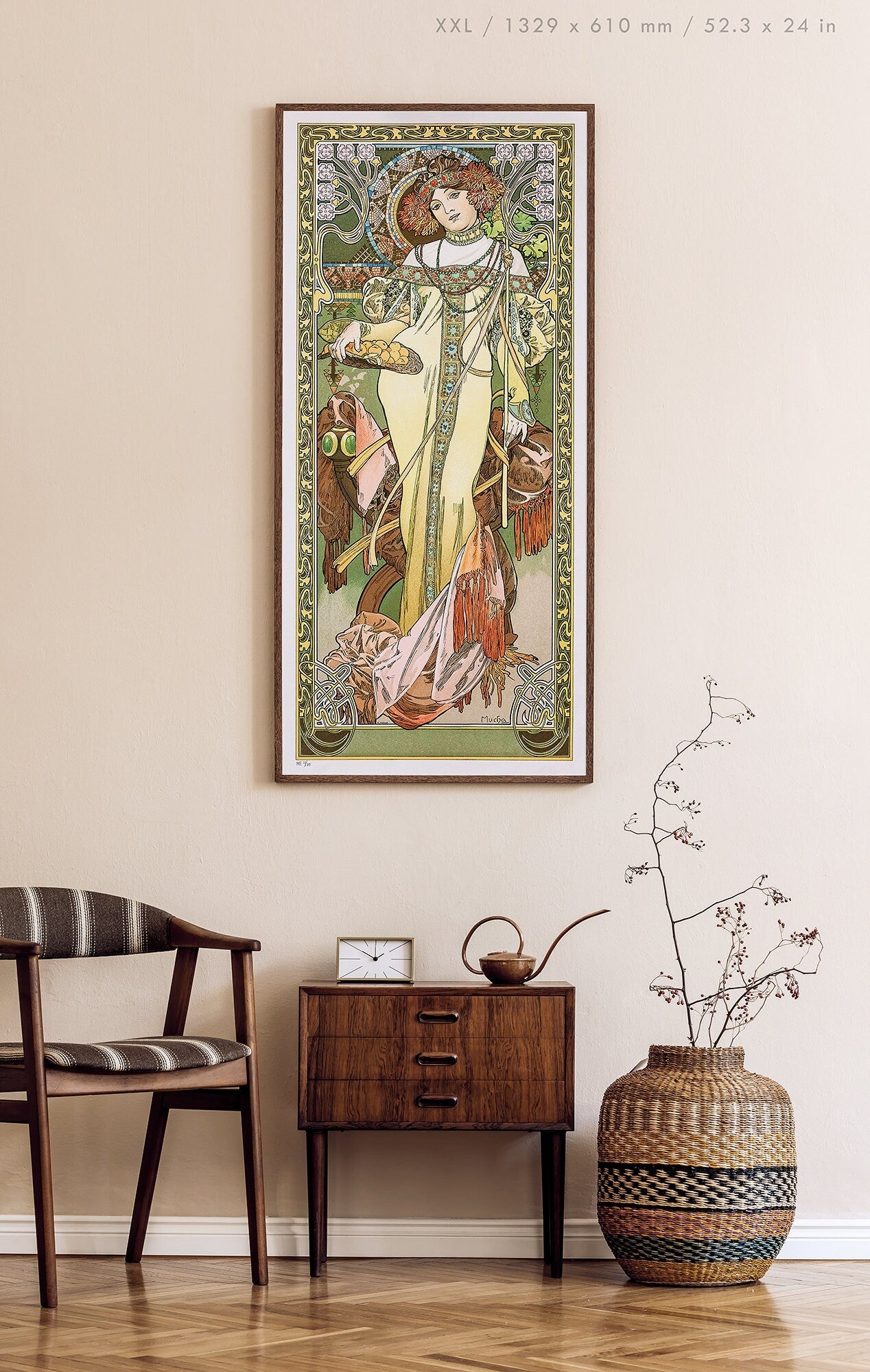 Preview of the art print Autumn - The Seasons by Alphonse Mucha, mounted in an XXL size frame