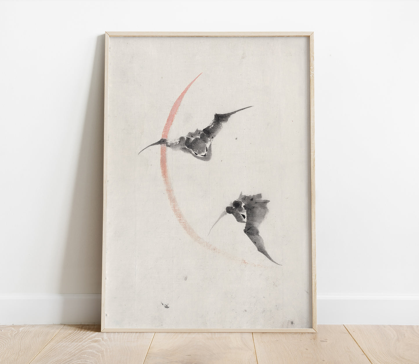 Preview of the art print Bats Flying by Katsushika Hokusai, mounted in a poster frame