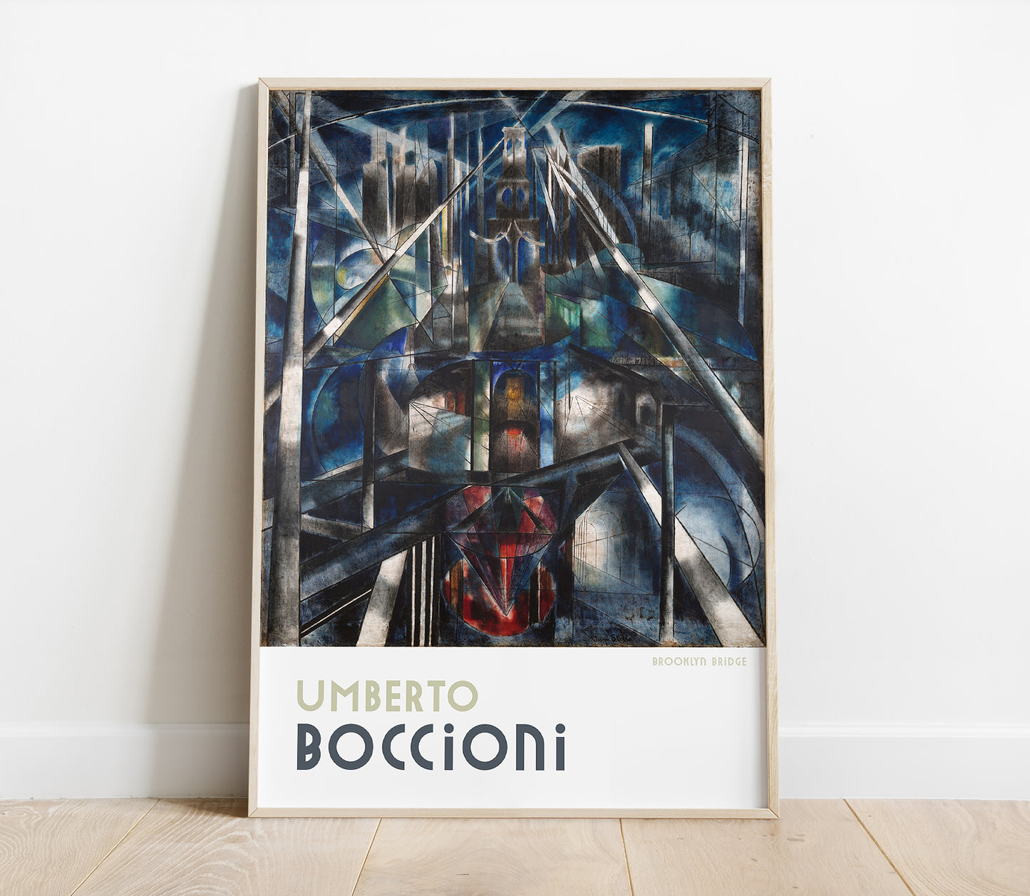 Preview of the art print Brooklyn Bridge by Umberto Boccioni, mounted in a poster frame