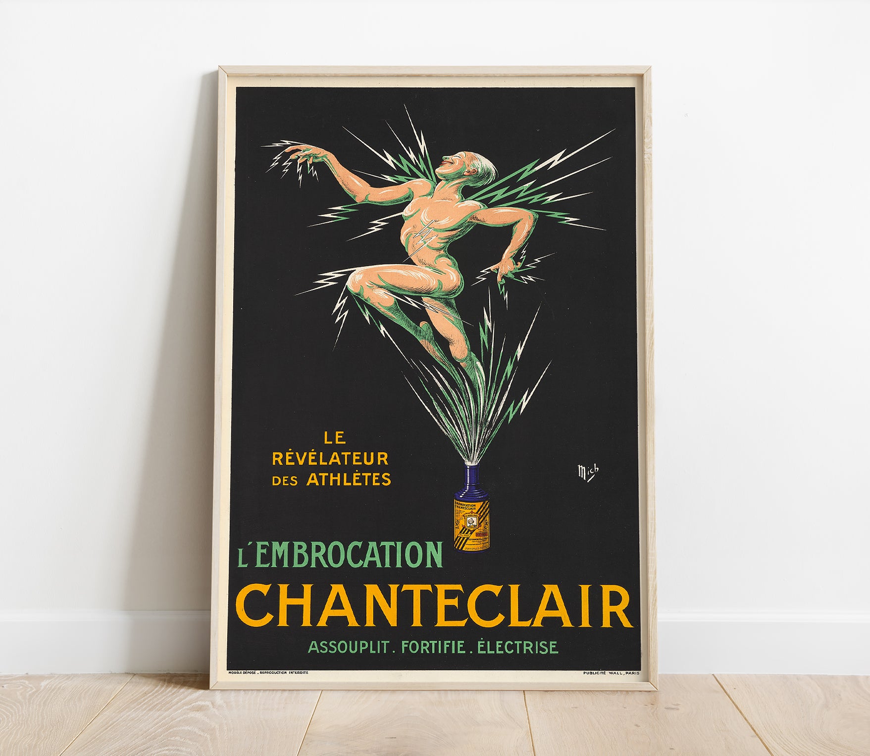 Preview of the art print L'Embrocation Chanteclair by Jean-Marie-Michel Liébaux, mounted in a poster frame