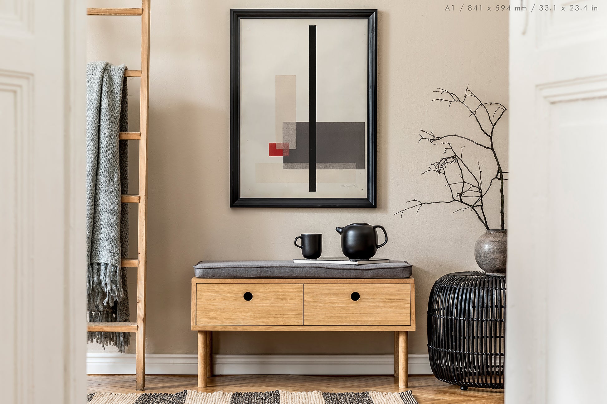 Composition 1923 Moholy-Nagy, constructivist abstract geometry print mounted in A1 frame
