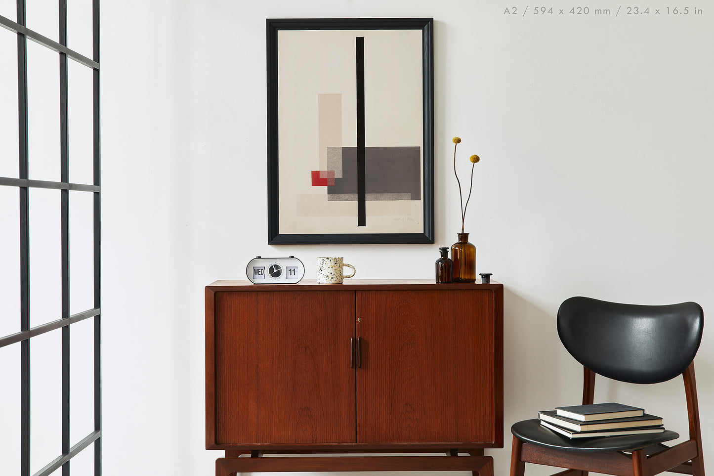 Composition 1923 Moholy-Nagy, constructivist abstract geometry print mounted in A2 frame