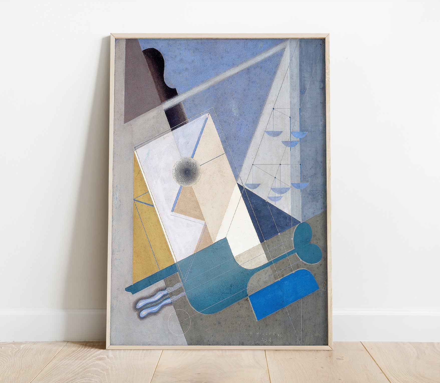 Preview of the art print Composition 215A by Karol Hiller, mounted in a poster frame