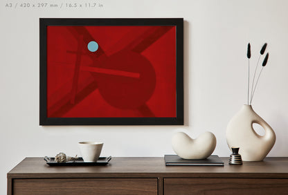 Composition G4 1926 Moholy-Nagy, geometric abstract artwork with red accents in A3 frame
