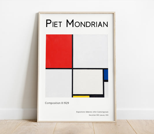 Preview of the art print Composition III by Piet Mondrian, mounted in a poster frame