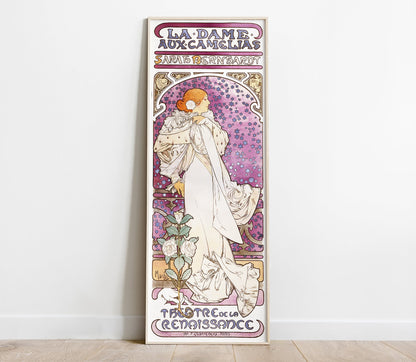 Preview of the art print La Dame aux Camélias by Alphonse Mucha, mounted in a poster frame