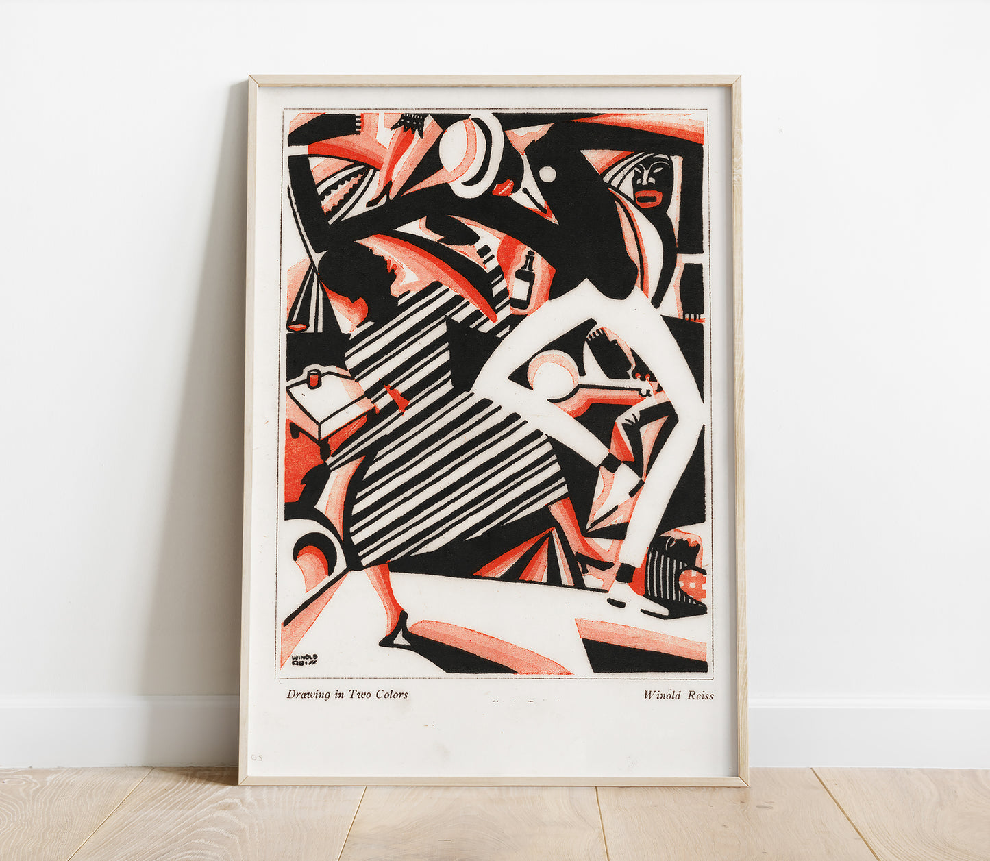 Preview of the art print Drawing in Two Colors by Winold Reiss, mounted in a poster frame