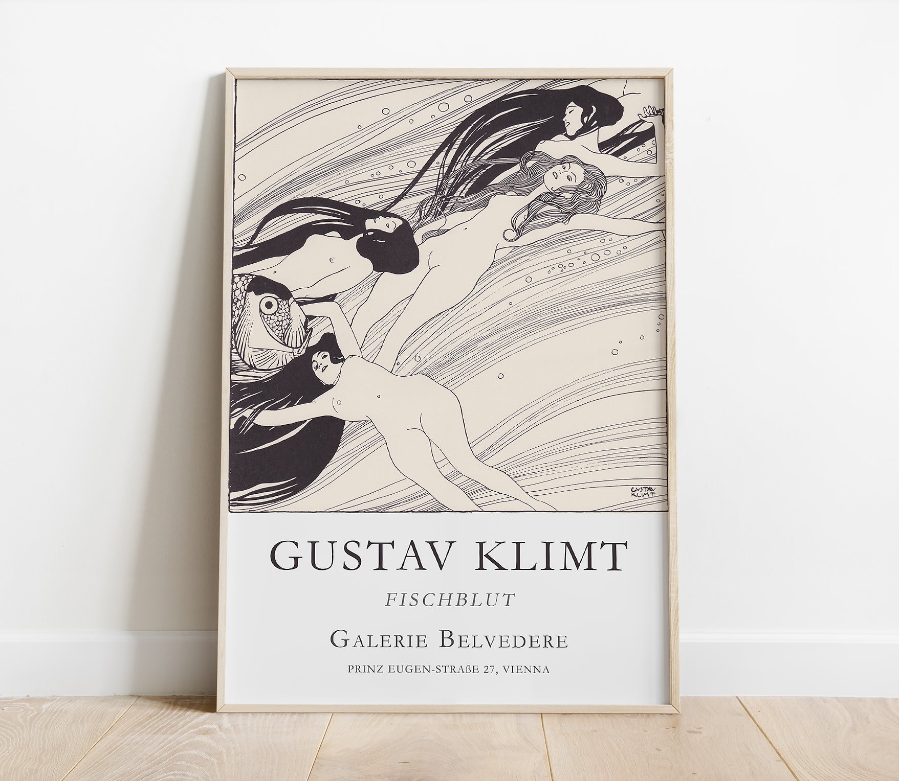 Preview of the art print Fish Blood by Gustav Klimt, mounted in a poster frame