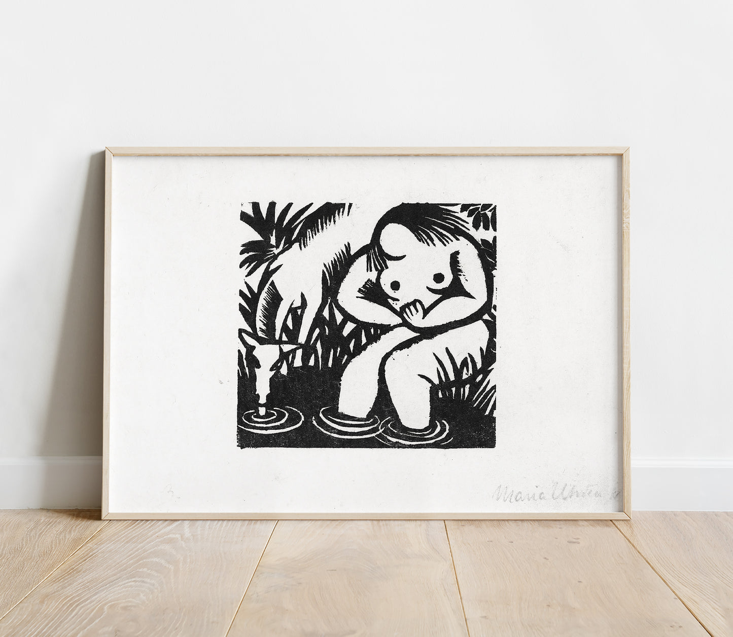 Preview of the art print Frau am Wasser by Maria Uhden, mounted in a poster frame