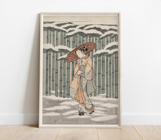 Preview of the art print Girl in Bambu Forest by Suzuki Harunobu, mounted in a poster frame