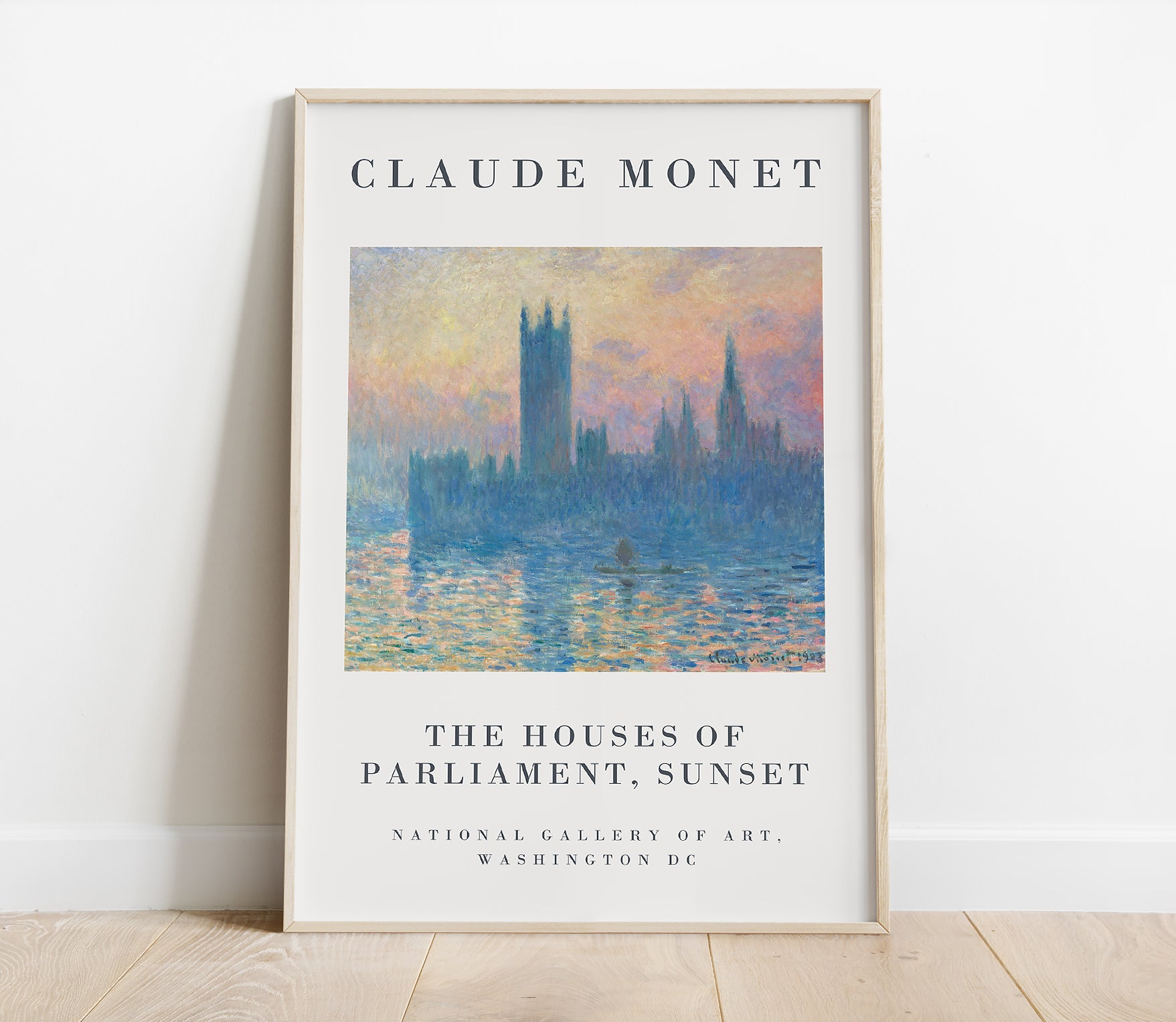 Preview of the art print The Houses of Parliament, Sunset by Claude Monet, mounted in a poster frame