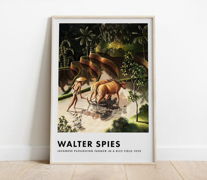 Preview of the art print Javanese Farmer by Walter Spies, mounted in a poster frame