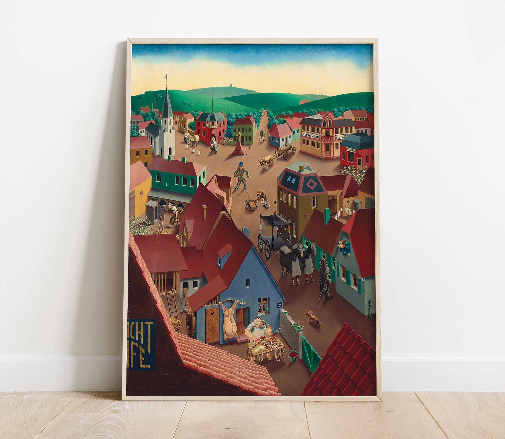 Preview of the art print Badische Kleinstadt bei Tage by Georg Scholz, mounted in a poster frame