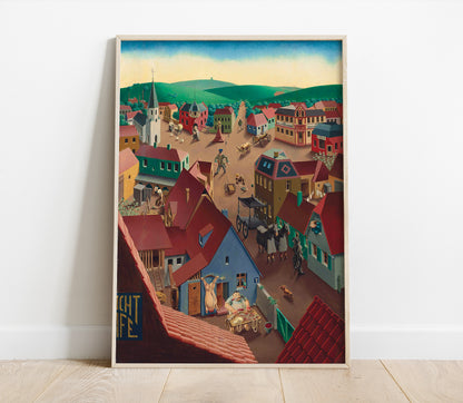 Preview of the art print Badische Kleinstadt bei Tage by Georg Scholz, mounted in a poster frame