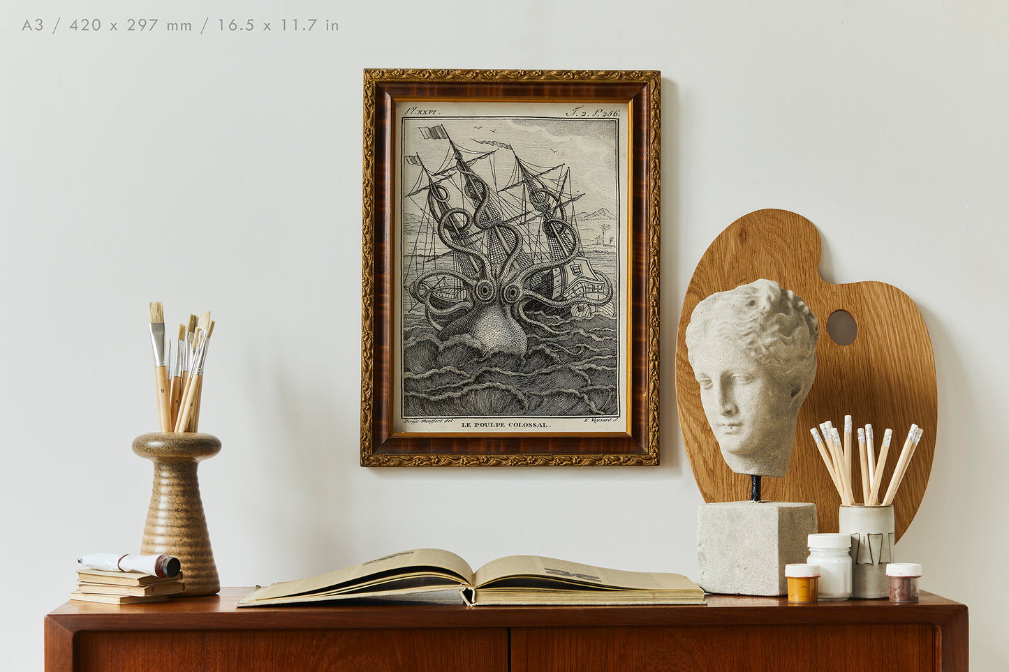 Preview of the art print Le Puolpe Colossal by Pierre Dénys de Montfort, mounted in an A3 size frame