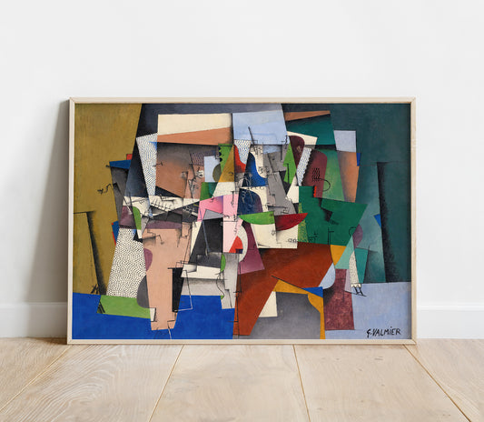 Preview of the art print The Piano by Georges Valmier, mounted in a poster frame