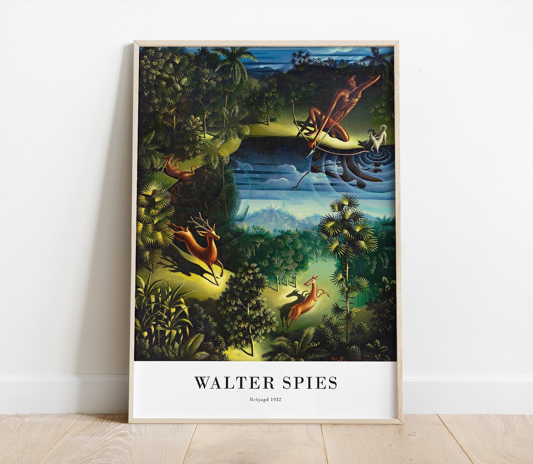 Preview of the art print Rehjagd by Walter Spies, mounted in a poster frame