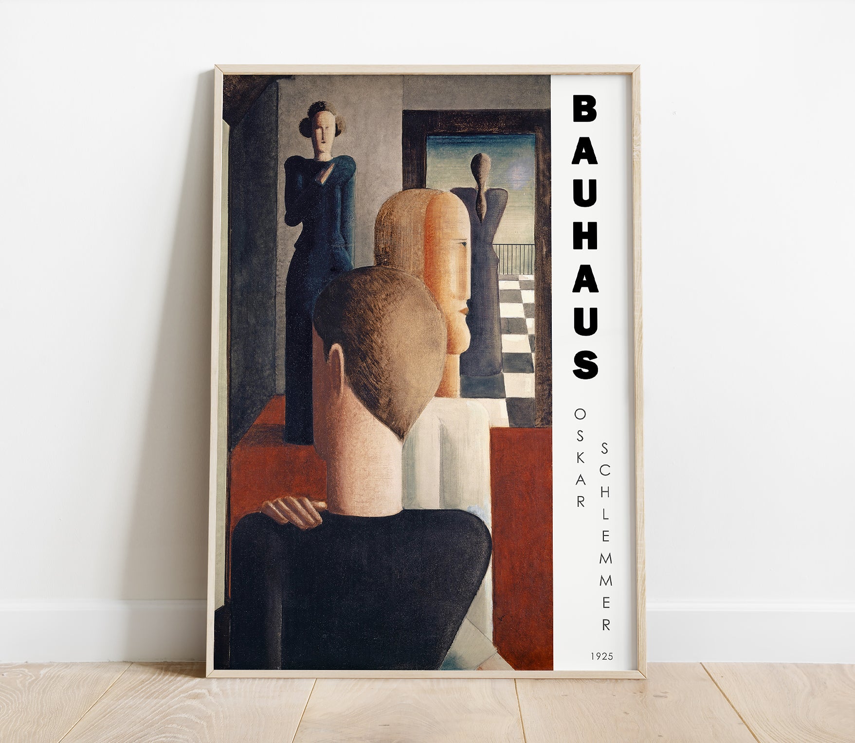 Preview of the art print Interior With Five Figures, Roman by Oskar Schlemmer, mounted in a poster frame